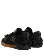 Black Felt Leather Low Top Sneaker Shoes