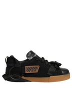 Black Felt Leather Low Top Sneaker Shoes