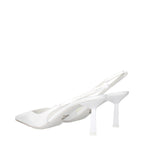 White Leather High Heel Pumps