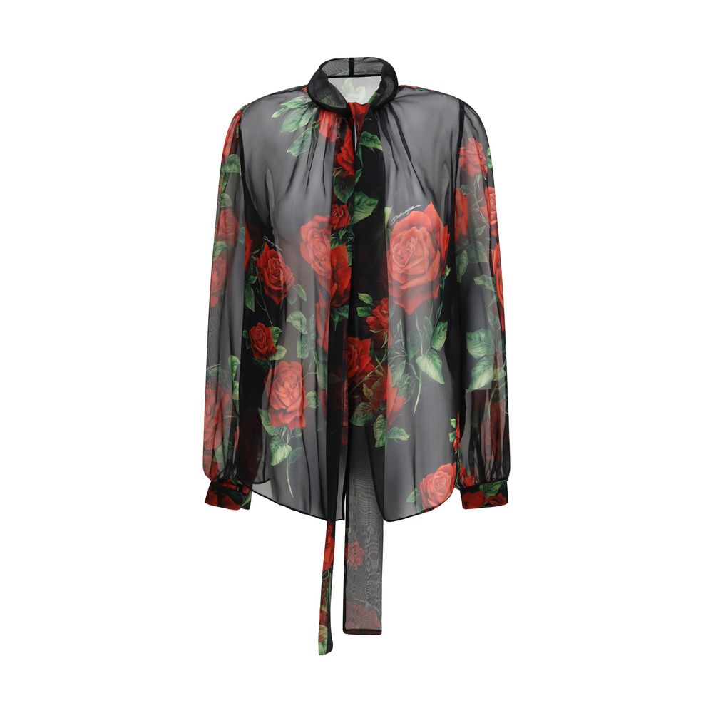 Black Silk Pattern Shirt