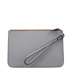 Gray Leather Clutch Bag