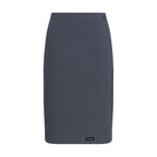 Gray Cotton Midi Skirt