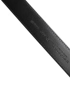 Black Calf Leather Classic Silver Buckle Belt