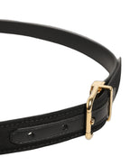 Black Canvas Leather Gold Metal Buckle Belt