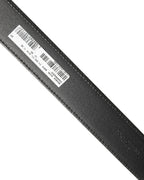 Black Leather Gold Logo Engraved Buckle Belt
