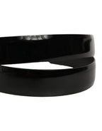 Black Classic Leather Gold Tone Buckle Belt