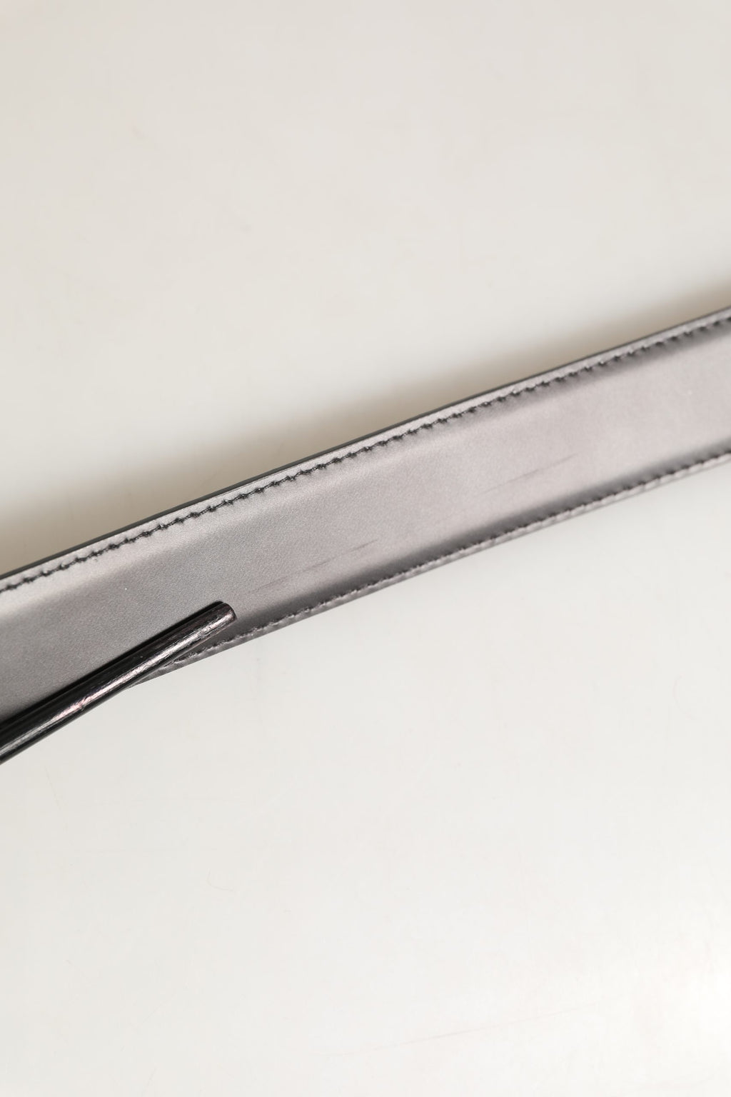 Dark Gray Leather Metal Buckle Classic Belt