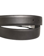 Dark Gray Leather Metal Buckle Classic Belt