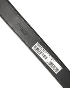 Dark Gray Leather Metal Buckle Classic Belt
