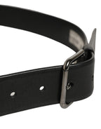 Black Calf Leather Classic Silver Buckle Belt
