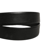 Black Calf Leather Classic Silver Buckle Belt