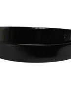 Black Classic Leather Silver Tone Buckle Belt