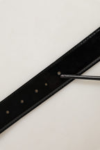Black Patent Leather Silver Metal Buckle Belt