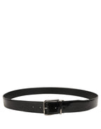 Black Patent Leather Silver Metal Buckle Belt