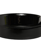Black Patent Leather Silver Metal Buckle Belt