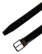 Black Patent Leather Silver Metal Buckle Belt