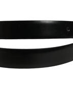 Black Leather Silver Tone Metal Buckle Belt