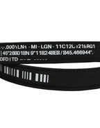 Black Fabric Leather Barcode Silver Buckle Belt