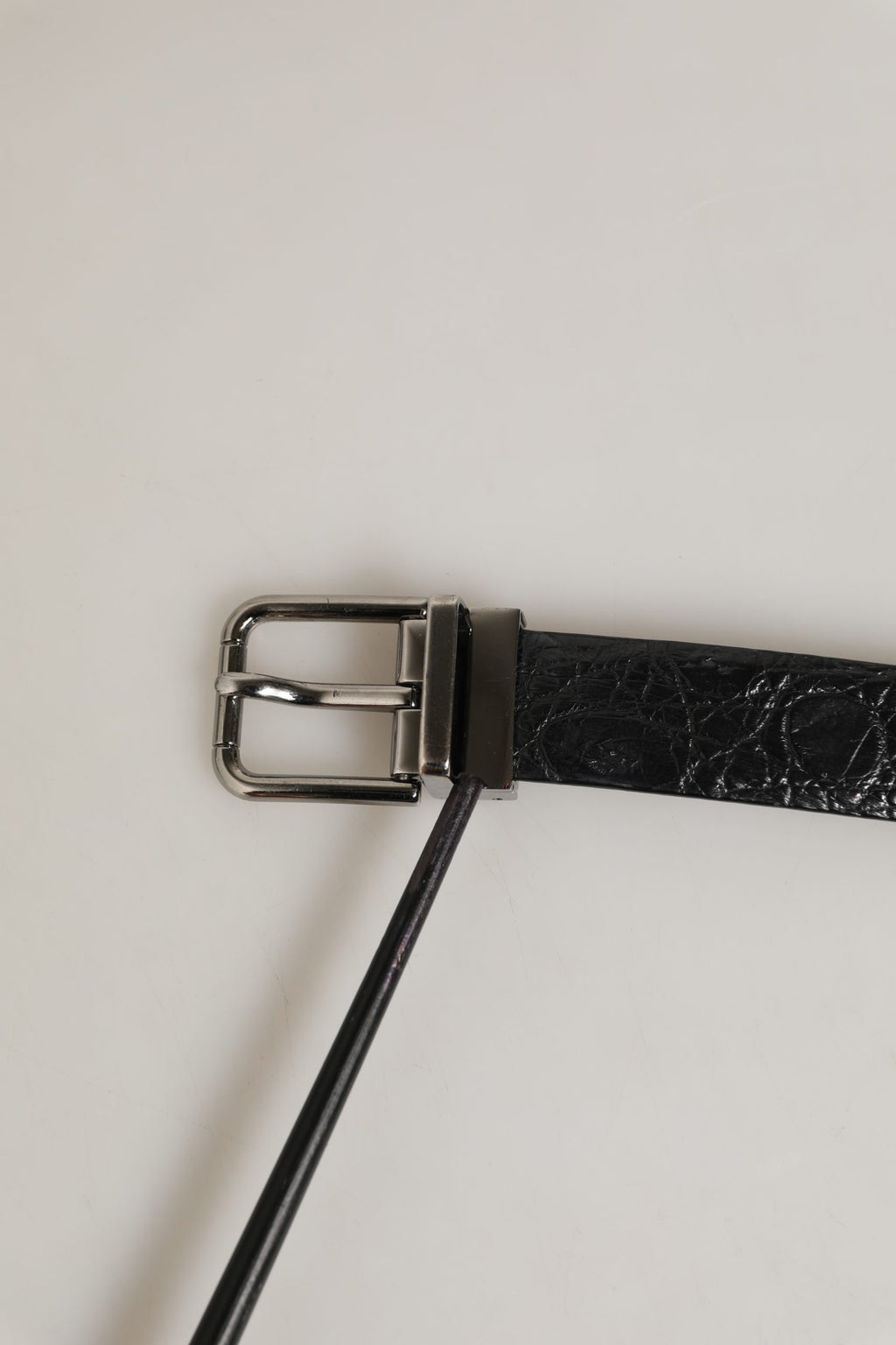 Black Leather Silver Metal Buckle Men Belt