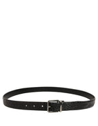Black Leather Silver Metal Buckle Men Belt