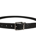 Black Leather Silver Metal Buckle Men Belt