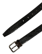 Black Leather Silver Metal Buckle Men Belt