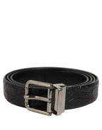 Black Leather Silver Metal Buckle Men Belt