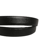 Men Black Calf Leather Gold Metal Buckle Belt