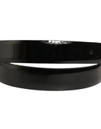 Black Classic Leather Silver Tone Buckle Belt
