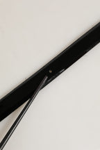 Black Classic Leather Silver Tone Buckle Belt
