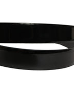 Black Classic Leather Silver Tone Buckle Belt
