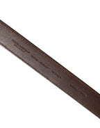Brown Leather Gold Tone Metal Buckle Belt