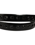 Black Leather Studs Silver Metal Buckle Belt