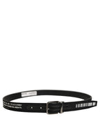 Black Fabric Leather Barcode Silver Buckle Belt