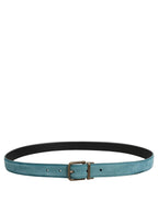 Men Blue Suede Gold Tone Metal Buckle Belt