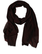 Dark Red Modal Frayed Edge Lace Stole Scarf