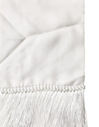 Men White Silk Fringed Edge Lace Stole Scarf