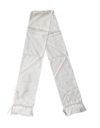 Men White Silk Fringed Edge Lace Stole Scarf