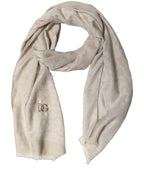 Men Beige Silk Wool Shawl Lace Stole Scarf