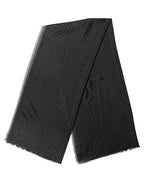 Men Black Viscose Polka Dot Fringe Shawl Lace Stole