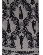 Gray Baroque Silk Fringed Skinny Foulard Scarf