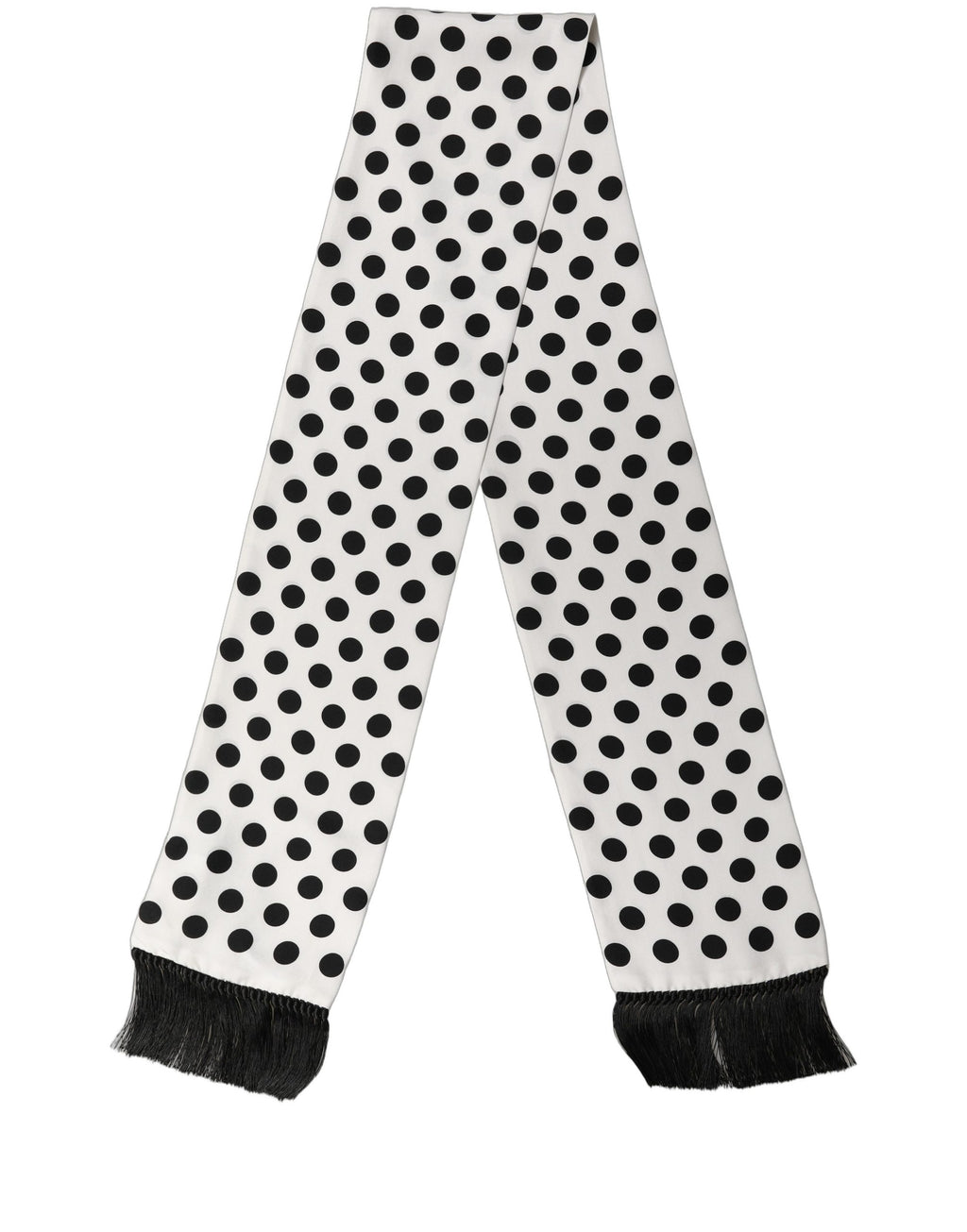 Black White Polka Dot Fringed Lace Stole Scarf