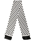 Black White Polka Dot Fringed Lace Stole Scarf