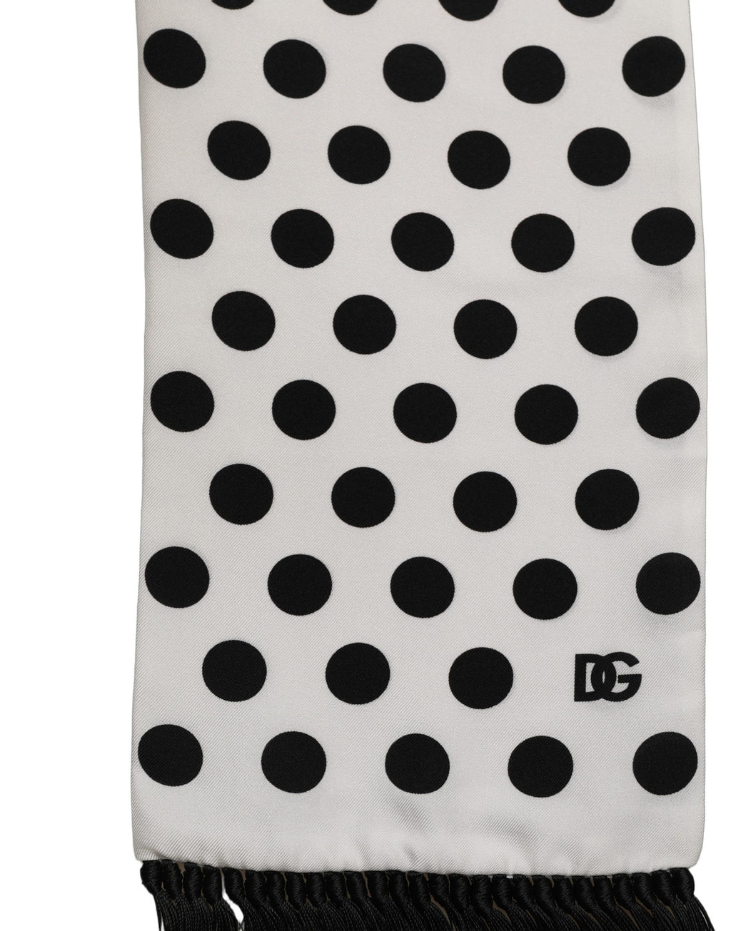Black White Polka Dot Fringed Lace Stole Scarf