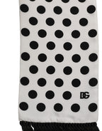Black White Polka Dot Fringed Lace Stole Scarf