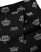 Black Silk Crown Fringed Neck Shawl Scarf