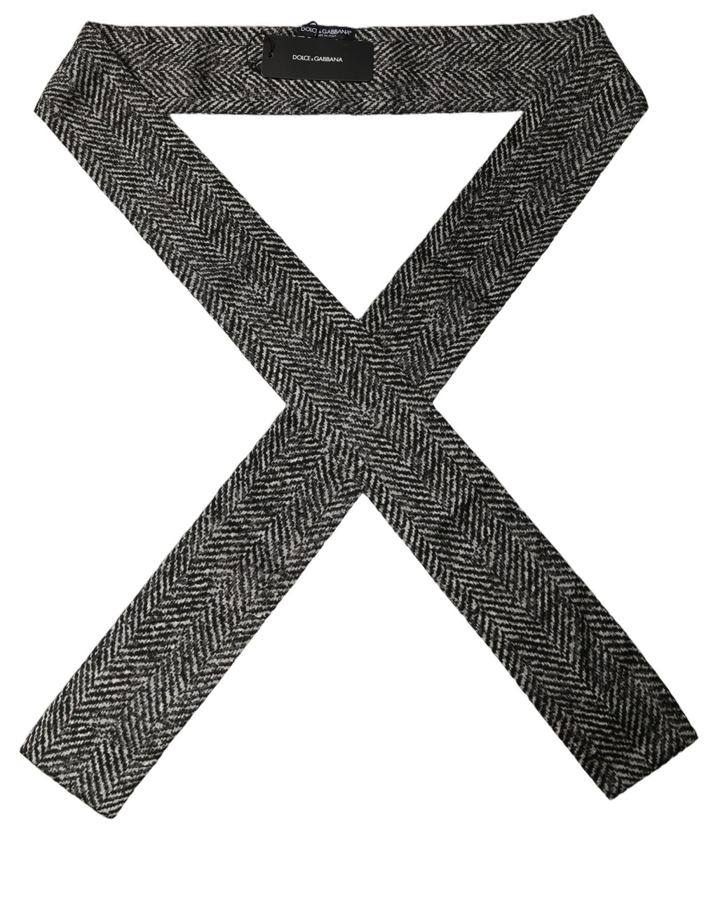 Black White Herringbone Tweed Shawl Scarf