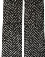 Black White Herringbone Tweed Shawl Scarf