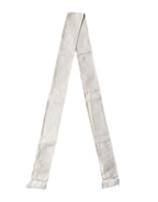 Men White Satin Silk Fringed Lace Stole Scarf