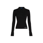 Black Viscose Long Sleeve T-Shirt